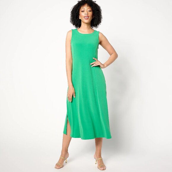 Susan Graver Every Day Petite Liquid Knit Midi Dress - Sz PL a479225 - Picture 1 of 4